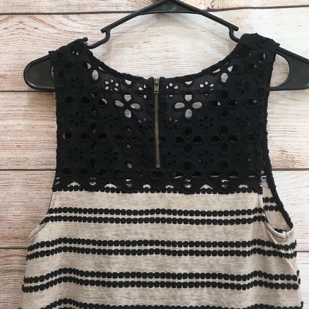 FREE PEOPLE‎ MOLLY RETRO STRIPED PEPLUM TOP IN TAN AND BLACK - Picture 4 of 8